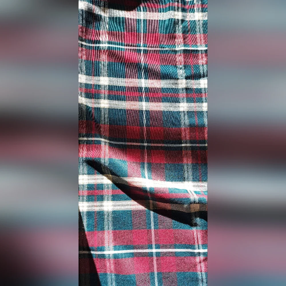 Vtg Christmas Holiday Plaid TableCloth Multicolor 60X52 Made in Taiwan